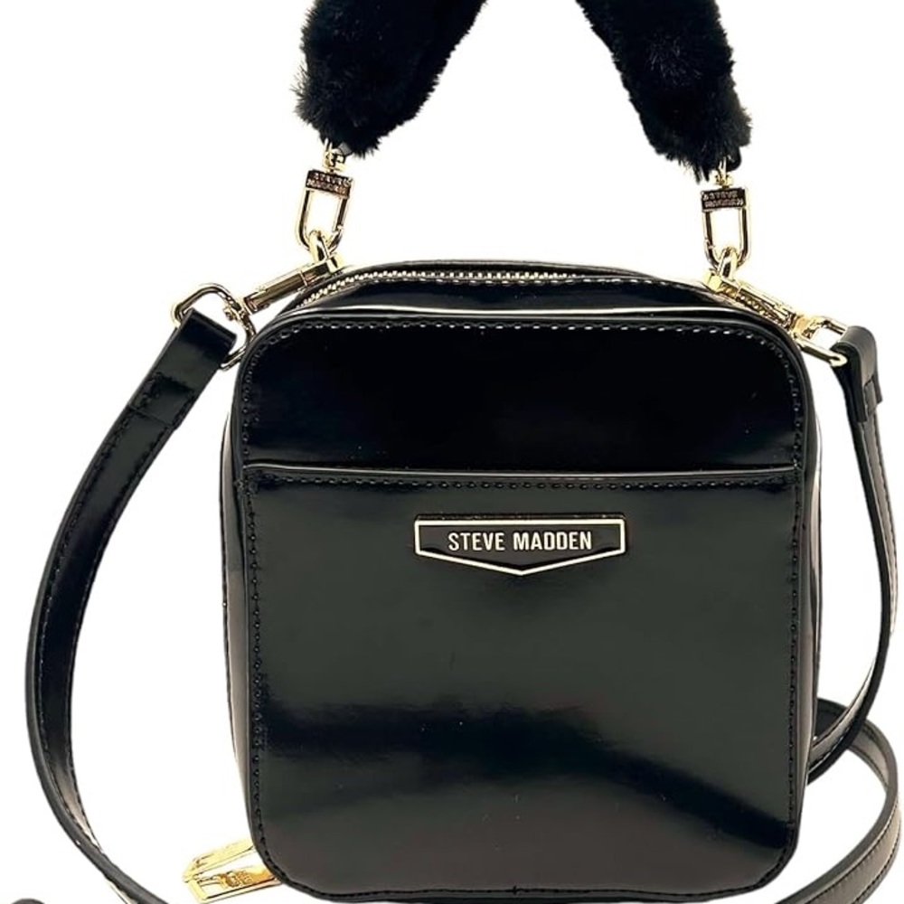 Steve Madden Boxy Crossbody Bag with Faux Fur Handle
